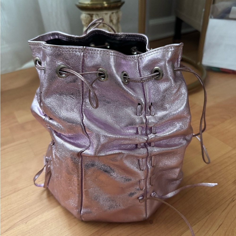 Metallic Pink Drawstring Bag - Picture 2 of 10